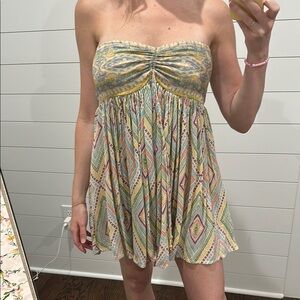 Free People Strapless Geometric Print Romper